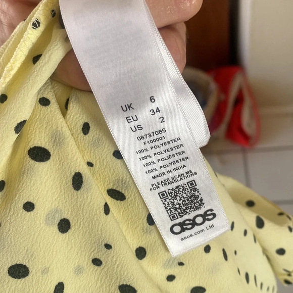 ASOS pale yellow polka dot dress size 2 runs big - Picture 9 of 17